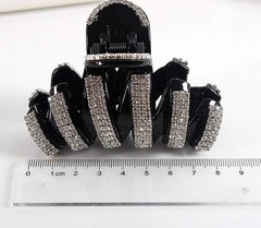 Black Large Fancy Rhinestones Hair Clamp Claw Clips Elegant Crystal Jaw Women