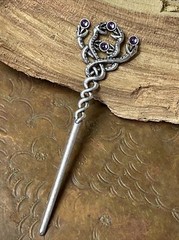 Serpent Snake Mens Womens Bun Viking Norse Silver Hair stick Comb Barrette Punk
