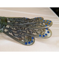 Antique Art Deco Art Neuveau Celluloid Hair Comb Decoration Blue Stones