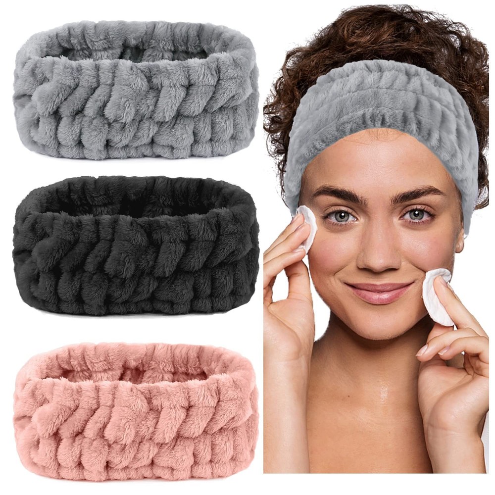 3 Pack Microfiber Towel Headbands for Washing Face, Facial Headbands Makeup