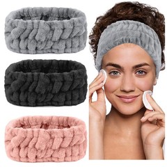 3 Pack Microfiber Towel Headbands for Washing Face, Facial Headbands Makeup