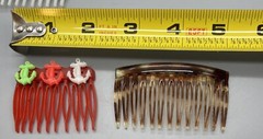 1970s Youth girls French Side Hair Combs small plastic with charms vintage