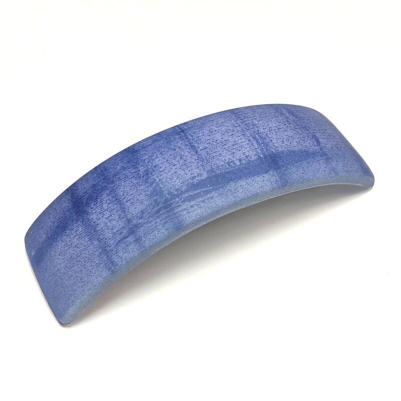 Women Denim Blue Pink Print Barrette Curved Arch Metal Hair Clip Made in France