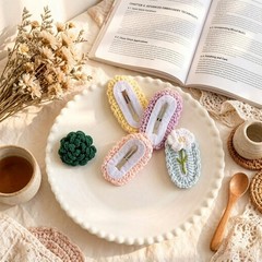 Lovely Handmade Knit Flower Hair Clip Simple Daily Hair Styling Accessory