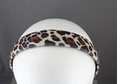 Tan Brown cheetah faux fur animal print headband hair band 1 1/8″ wide leopard