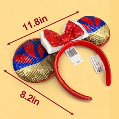 Disney.Parks Mickey Ears Snow White Princess Red Bow Headband 2025 Spangle Ear