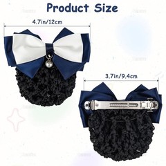 AUEAR, 4 Pcs Satin Hair Bow with Snood Net Barrette Bowknot Clip Bun Cover Hairn
