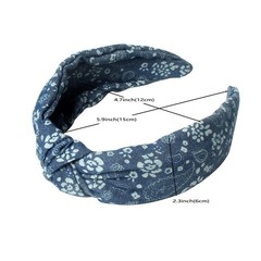 3 PCS Denim Knot Headband Wide Blue Non Slip Fabric Hair Accessories