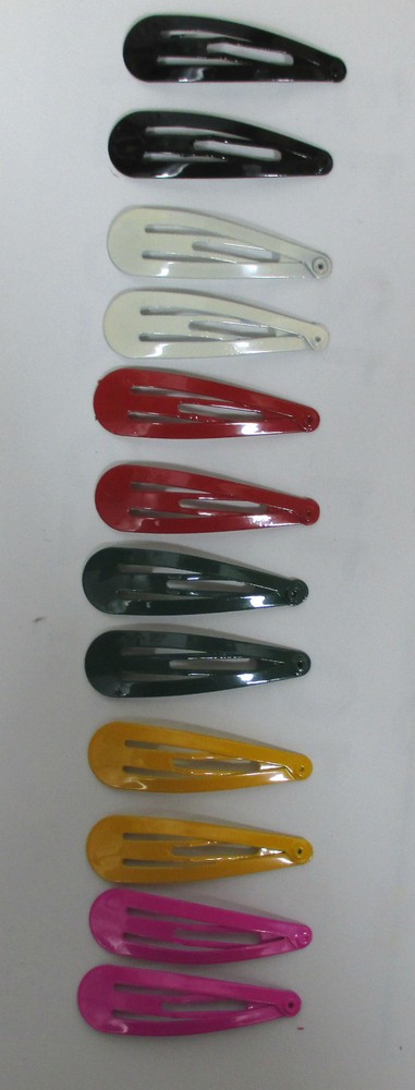 LOT OF 6 ,12 PACK- WOMAN SNAP HAIR CLIP, COLOR PLATED METAL, SPRING CLIP-