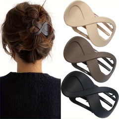 3Pcs/Set Elegant Acrylic Matte Hair Clips – Large Unisex Solid Color Plastic Hai