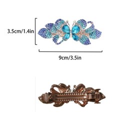 Elegant Rhinestone Flower Hair Barrettes – Large Metal Hair Clips for Women & Gi