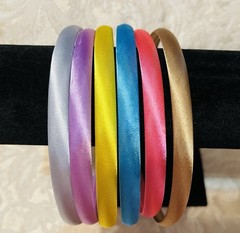 Gray Purple Yellow Blue Pink Tan Satin Headband Fashion Hair Accessory Set Of 6