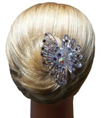 Set of 4 JCGY Hair Claws Metal Jaw Clips Silver Trim Bridal NF86480-1-2