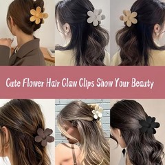 Flower Hair Clips, 8PCS Large Claw Clips for Women Thick Color C:Neutral Color