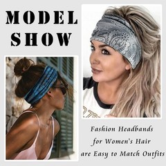 Boho Headbands for Women Fashion Paisley Head Band Floral Wide Headwraps Large A