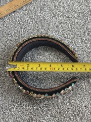 Handmade Multicolor Rhinestone Beaded Padded Headband, Fabric/Metal