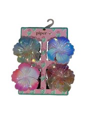 Piper K Metallic Flower Claw Clips Set of 4 Iridescent Pastel NWT