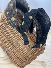 2 Pk Women’s Wide Mesh Headbands Black Brown Gold Dot Hairbands Hair Accessories