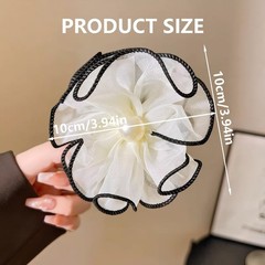 Rannyrena Large Bows Mesh Hair Clips 1 Count (Pack of 1), Pearl Flower Set