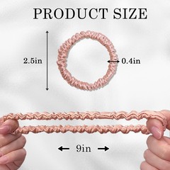100% Silk Hair Ties – 8Pcs Pure Mulberry Silk Hair Scrunchies Smooth Skinny S…