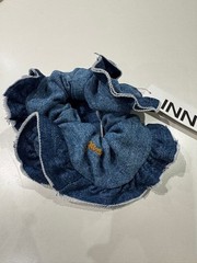 GANNI Denim Scrunchie Indigo One Size Fashion Hair Accessory