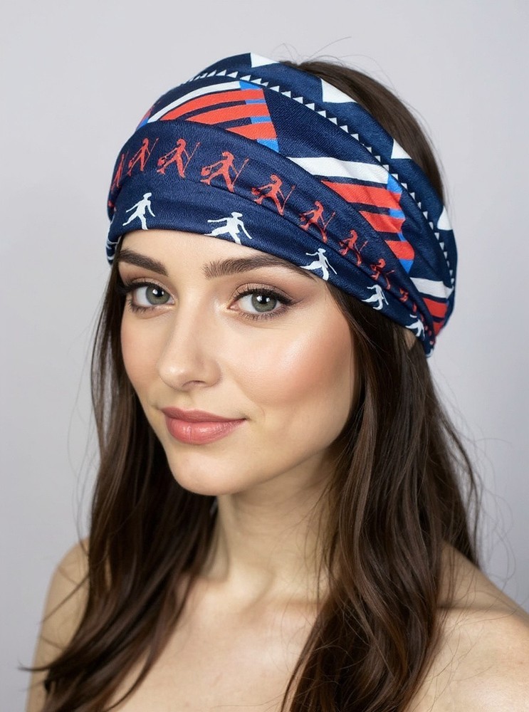 Hair Band Stretchy Headband Bandana Headwrap Patrotic Red White Blue Biker