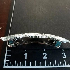 Minimalistic silver tone leaf metal womens barrette Decorative accent hair clasp