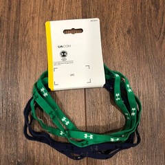 NEW Under Armour UA Mini Headbands 6 Pack Green Navy Blue Logo NEW