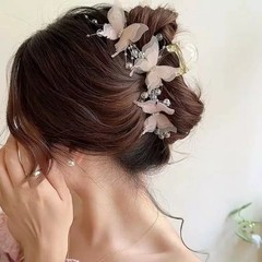Pink Light Blue Sheer Butterfly Hair Grabber Pearl Rhinestone Fairycore Elegant