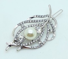 Classic silver metal filigree flower shape light weight hair pin clip barrette