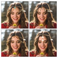 8 Pieces Gold Head Chain Jewelry Halloween Boho Headband Coins Pearl Tassel C…