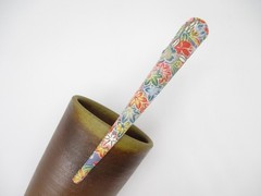 Floral Colorful Kimono Hair Clip 130mm Long Metal Upcycled Silk Hair Stick