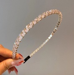 Pink Crystal Beads Headband Glamour Holiday Fashion Gold Crystal Headband
