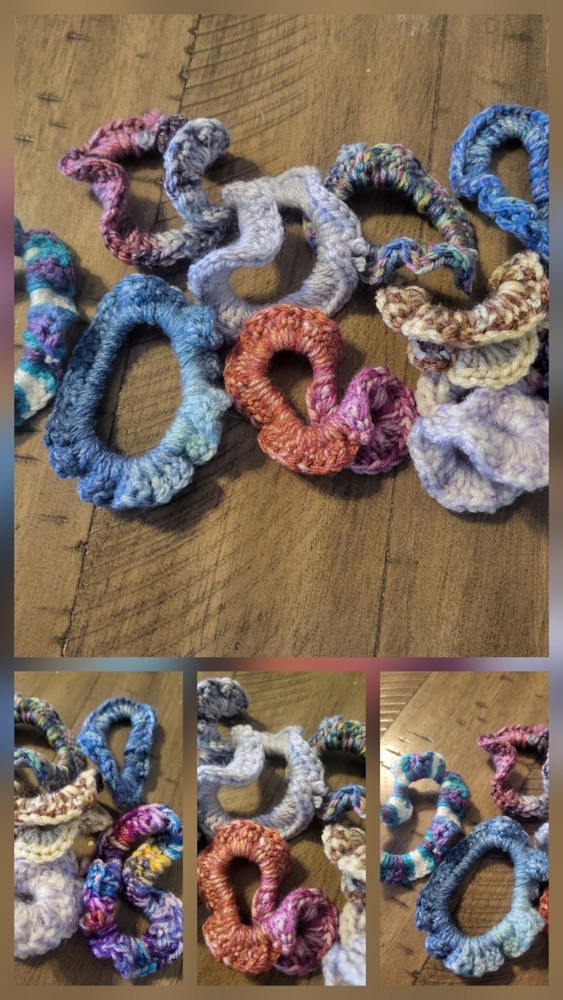 Lot Of 10 Hand Crocheted Ponytail Holsers. Multi-Colored. All New Material.