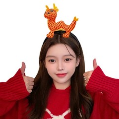 Cartoon Stuffed Dragon Hairband Women Makeup Live Broadcast New Year Headband