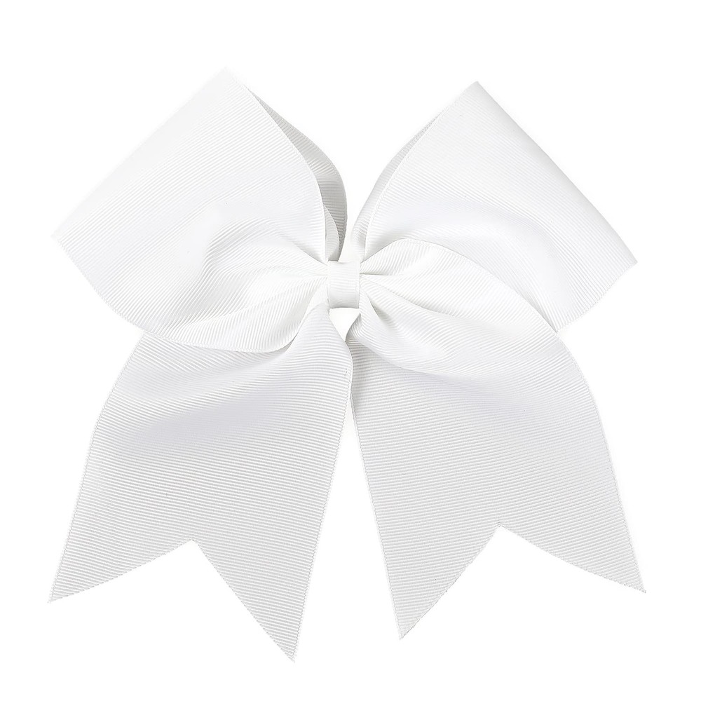 7 Inch Jumbo Solid Color Bows Alligator Hair Clips Girls Women White