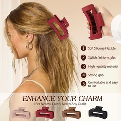 4 PCS Silicone Flexible Hair Claw Clips 1 Count (Pack of 4), Tortoise Shell