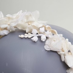rare SAINT LAURENT 2023 Runway Bohemian Bridal rose bud silk voile headband