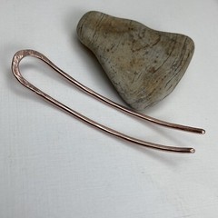 Small Curved Solid Metal, Copper Hair Stick, Shawl Pin