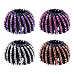 , 4 Pcs Rhinestone Hairs Clip, Bird Nest Hair Bun Holder Expandable Ponytail …