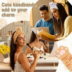 6 Pcs Cat Ear Headbands – Soft Coral Fleece Spa Hair Bands for Skincare, Makeup,