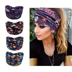 Floral Pattern Boho Headband Bandana Yoga Sweatband Hairband Wrap Stretchable