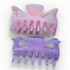 2 Pack Claw Clips Pink & Purple Hair Accessories New On Card