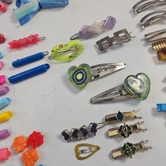 Vintage 80s 90s Huge Hair Barrettes Ties & Clips Mixed Lot Plastic & Metal Girls