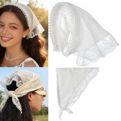 SL Sursarbelor 2 PCS Bandans Hair 1 Count (Pack of 1), White and Apricot