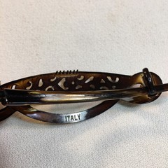 Vintage Hair Clip Barrettes 4″ Tortoise Brown Italy