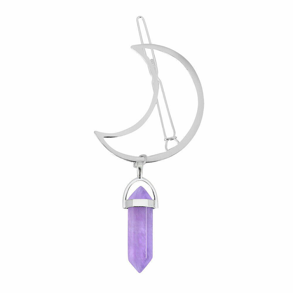 Geometric Crystal Moon Hair Clips Barrette Hexagonal Pendant Hair Accessories