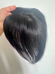 2.75″x4.3″ Traceless Front Silk Base 100% Human Hair Topper 12″, with Thick Bang
