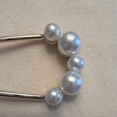Silver Tone Faux Pearl U-Shaped Hair Pin Fork Decorative Solid Round Beads