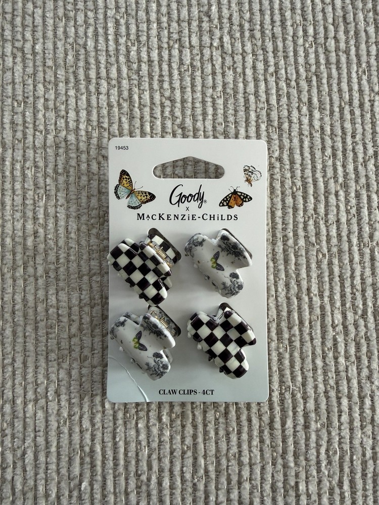 Goody X Mackenzie Childs 4pc Mini Black Check & Multi Color Hair Claw Clips🦋
